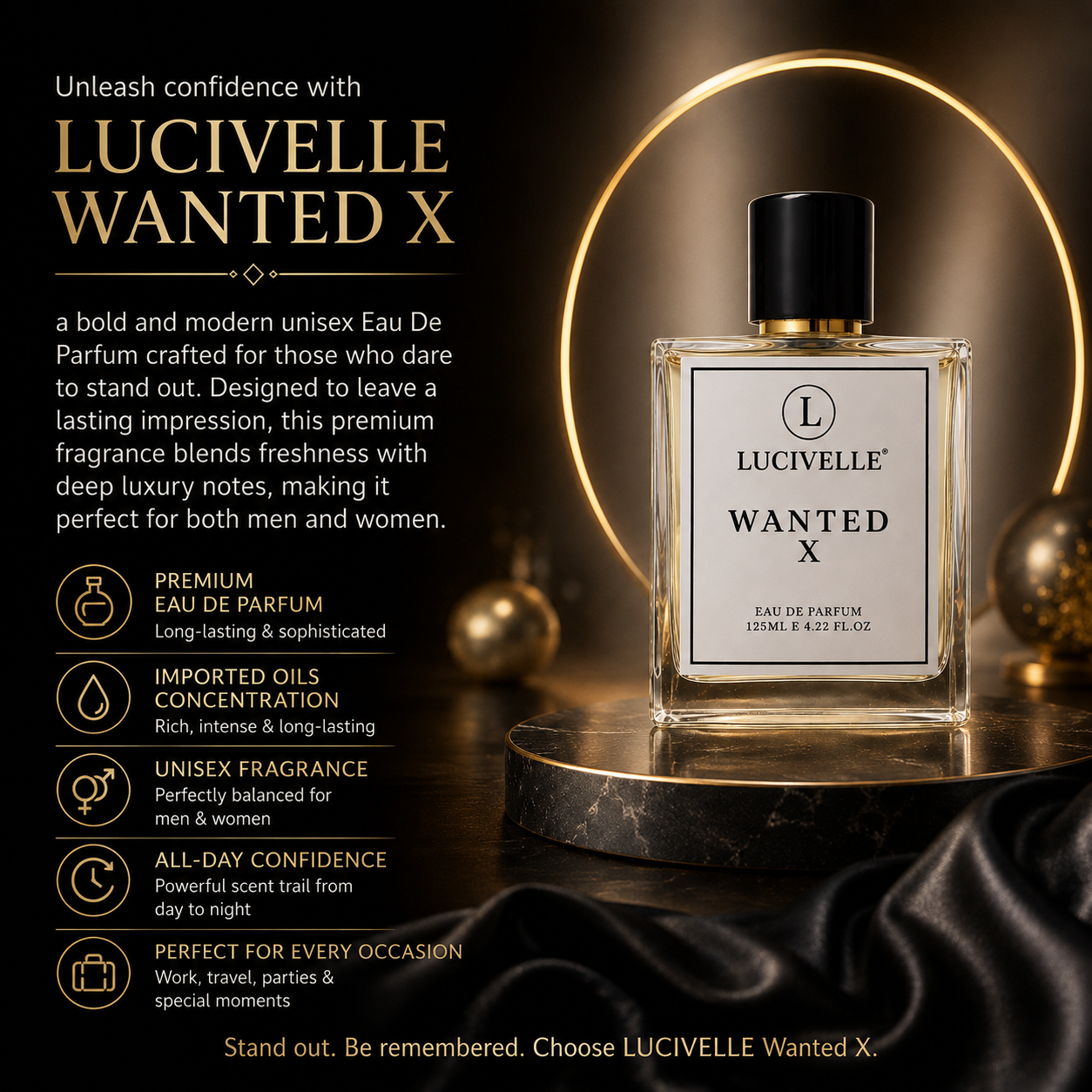 Wanted X Noir fragrance packaging